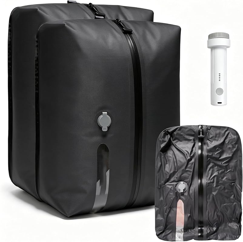 Rechargeable Vacuum Pump and 2-Pack Space Saver Compression Bags for T