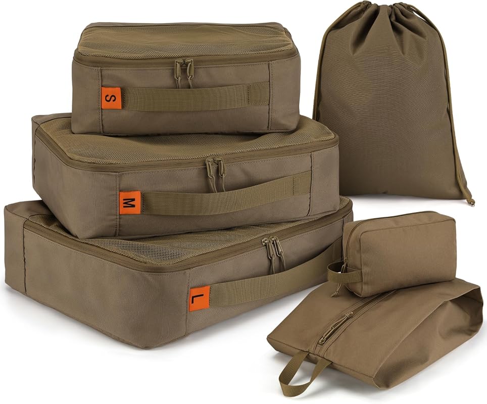 ZOMFELT 6-Piece Sturdy Packing Cubes Set for Travel, Includes Laundry