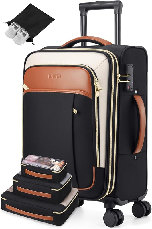 20-Inch Softside Expandable Carry-On Luggage with TSA Lock, Front-Acce
